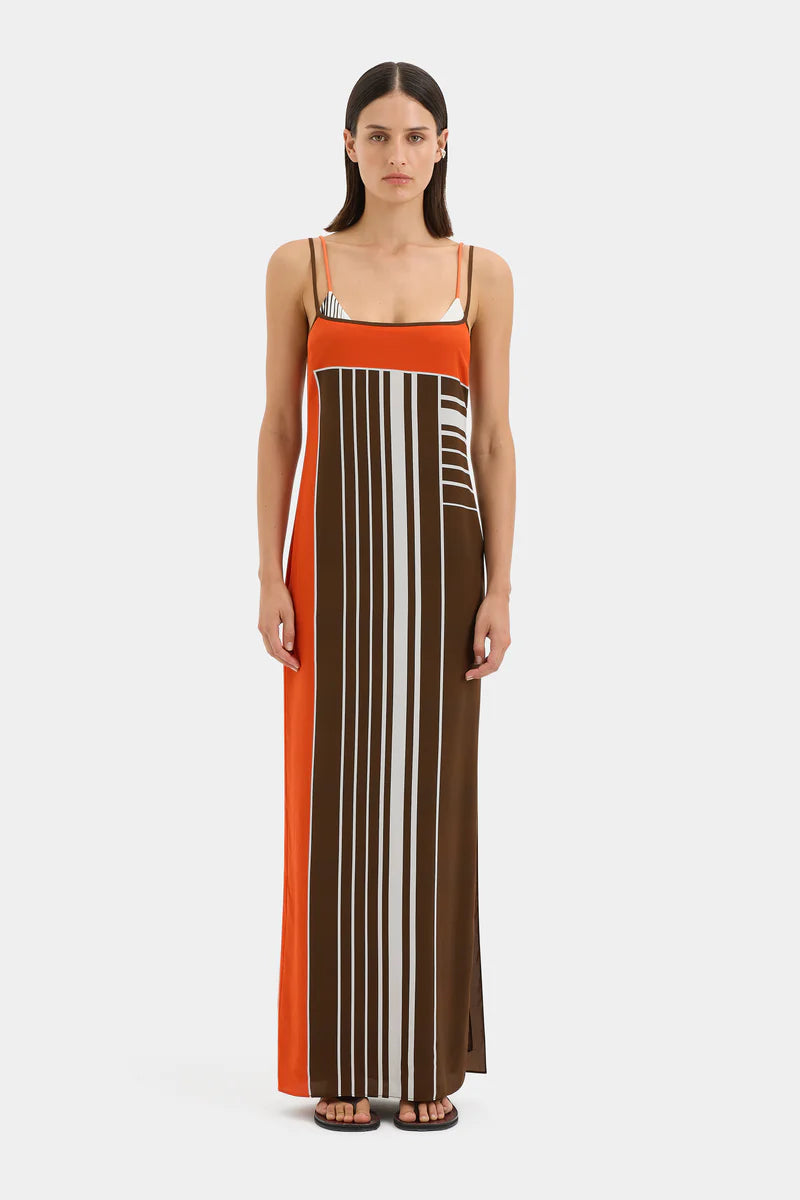 DESTINO SCOOP SLIP DRESS - PACHA STRIPE