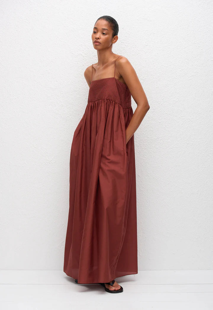 EMPIRE PINTUCK BODICE DRESS - MAROC