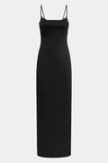POPPY COLUMN MIDI DRESS - BLACK