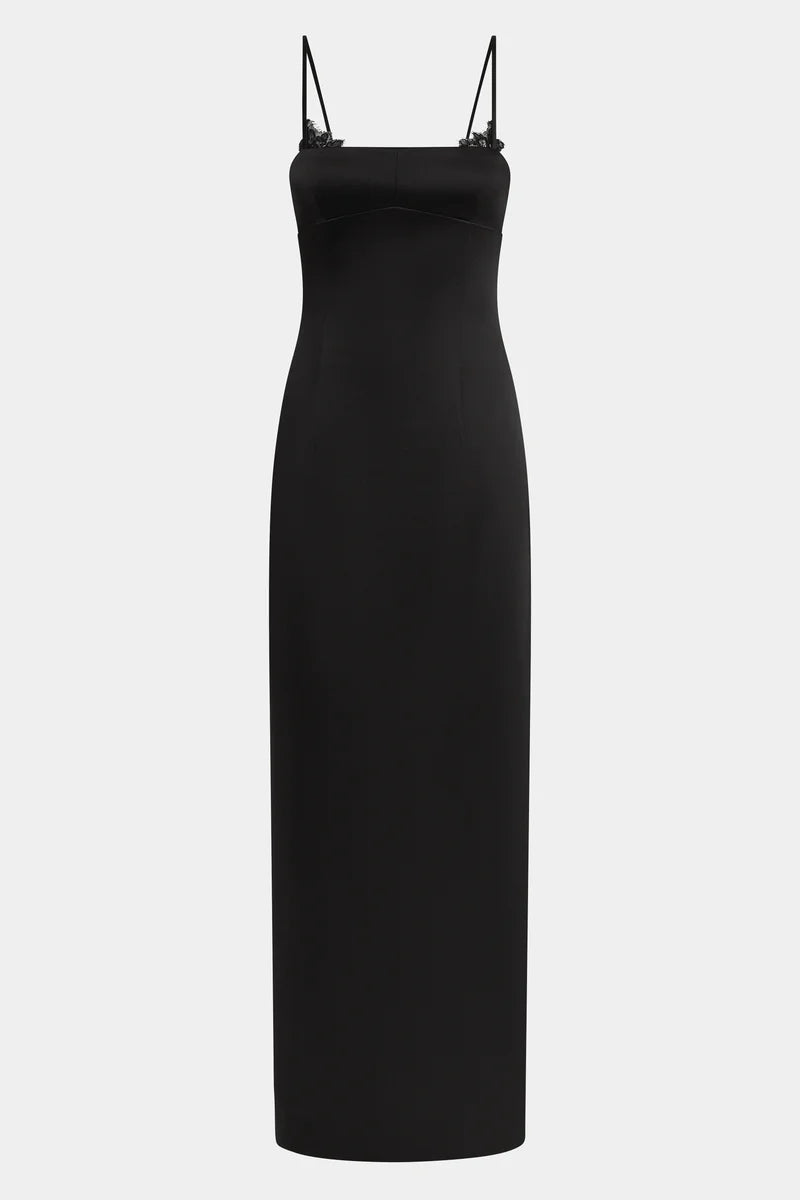 POPPY COLUMN MIDI DRESS - BLACK