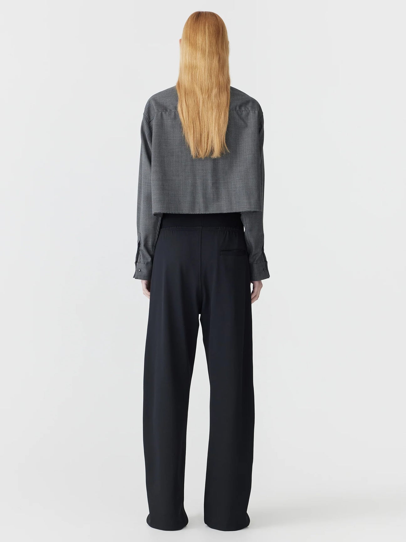 ELASTIC DETAIL TWILL PANT - BLACK