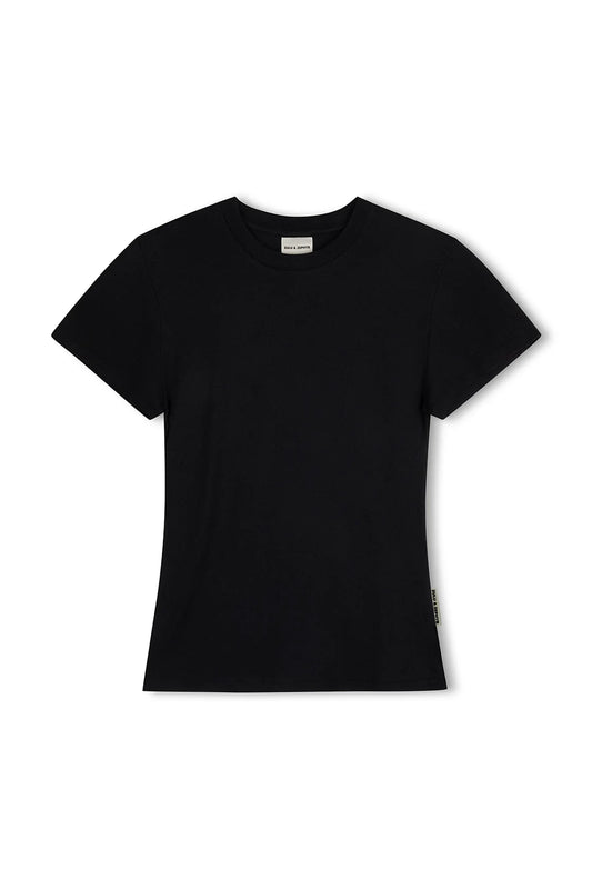 RIB HEMP JERSEY T SHIRT - BLACK