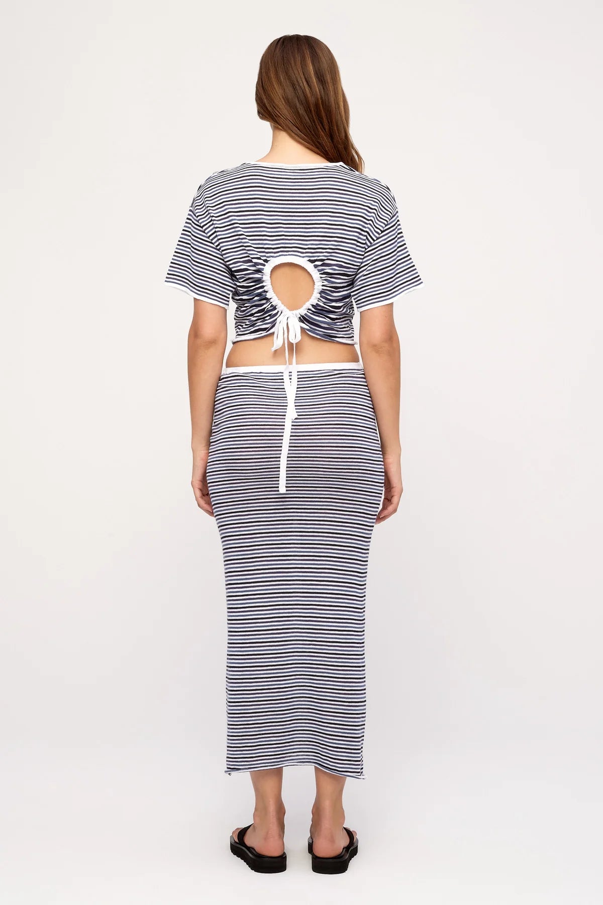 BLUE PIN STRIPE KNIT TIE TEE - BLUE PIN STRIPE