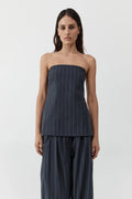 STRAPLESS ROULEAU TIE TOP - INK STRIPE