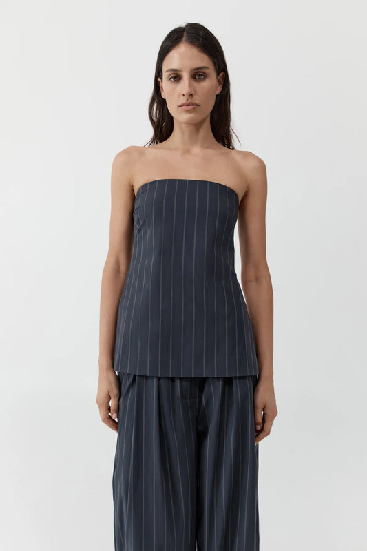 (PRE-ORDER) STRAPLESS ROULEAU TIE TOP - INK STRIPE