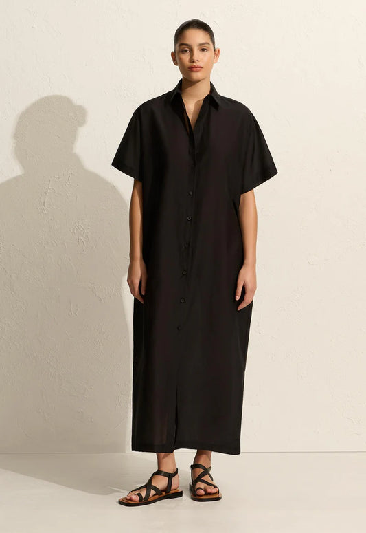 RELAXED SHIRT DRESS - BLACK