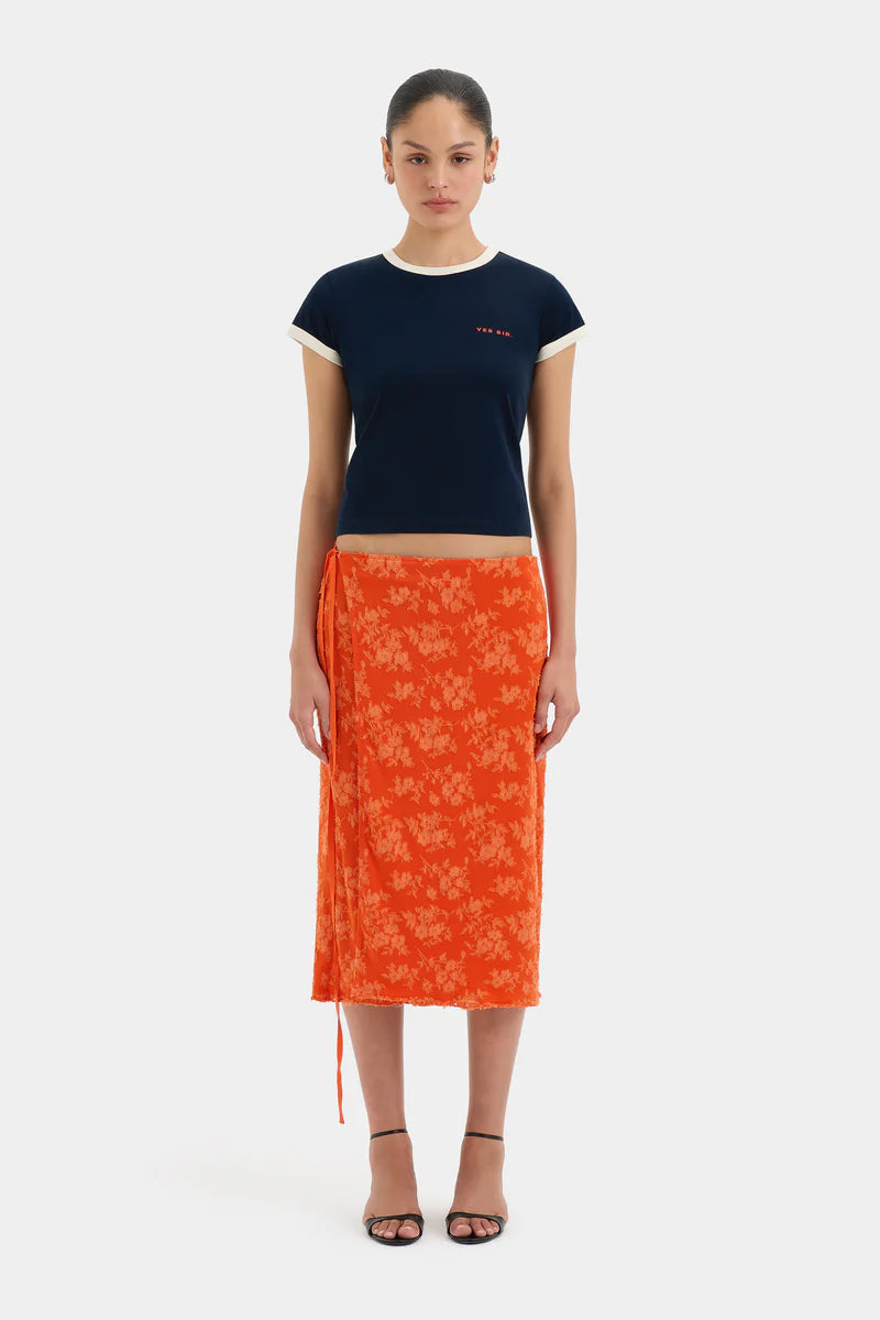 (PRE-ORDER) BLANCA WRAP SKIRT - PALMERA TANGERINE