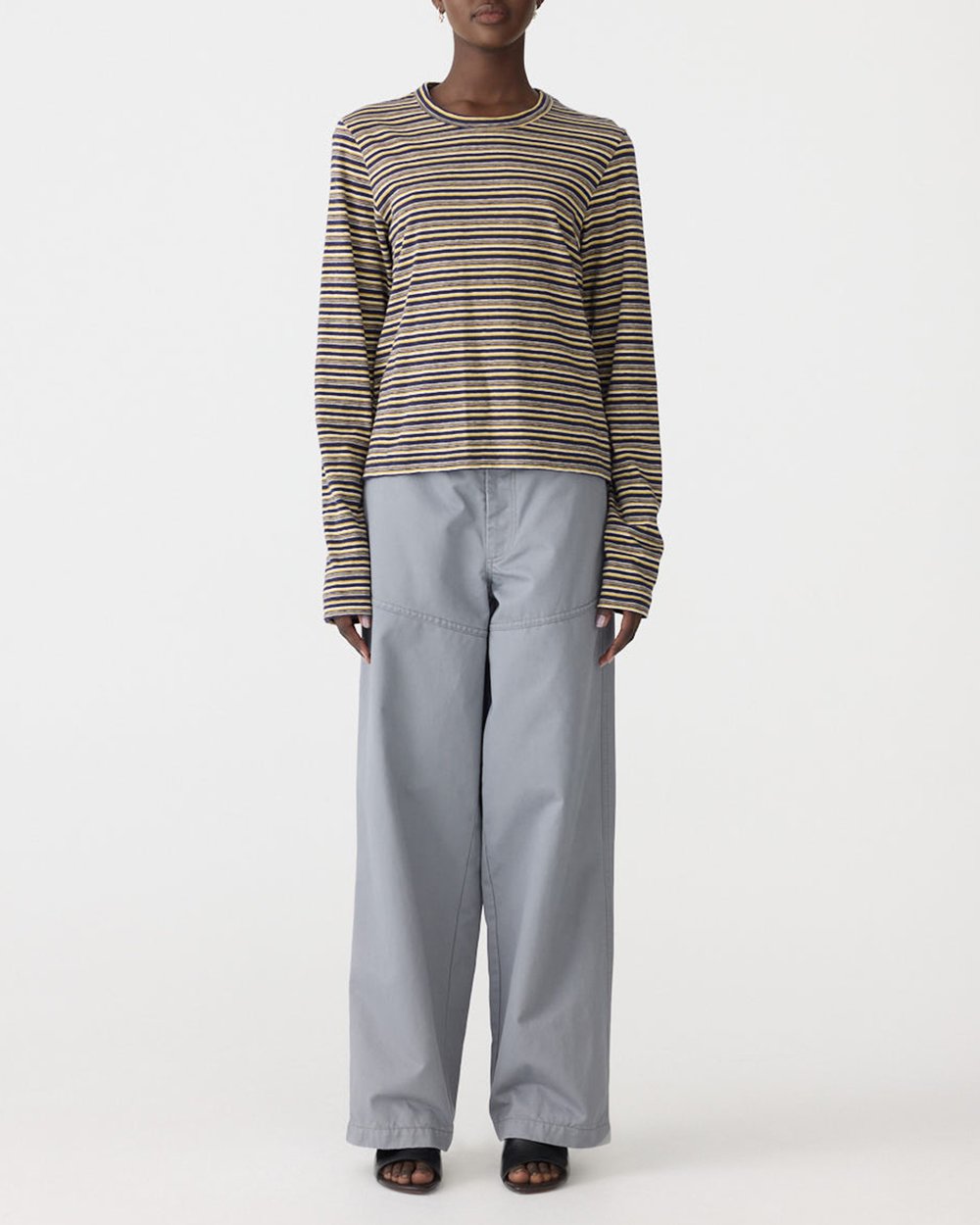 STRIPE SLIM L/S T-SHIRT - NAVY/CITRUS/WHITE