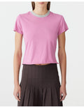 CONTRAST RAW EDGE BABY TEE - BOYSENBERRY/GREYMARLE