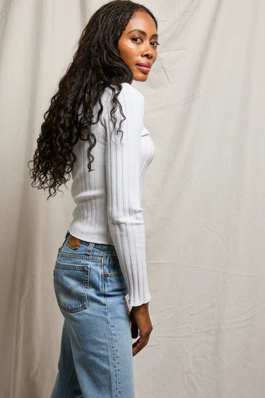 ROWE RIB CREWNECK LONG SLEEVE - WHITE