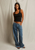 MIA FINE RIB TANK - BLACK