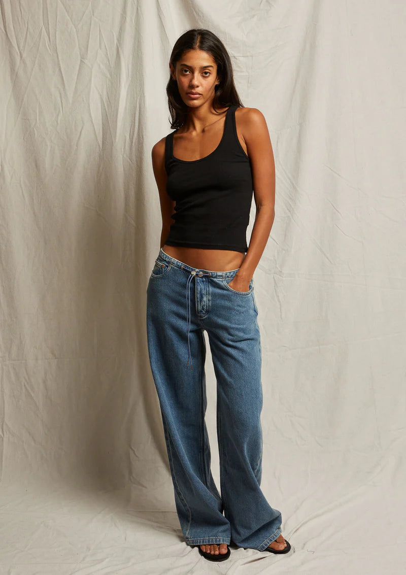 MIA FINE RIB TANK - BLACK