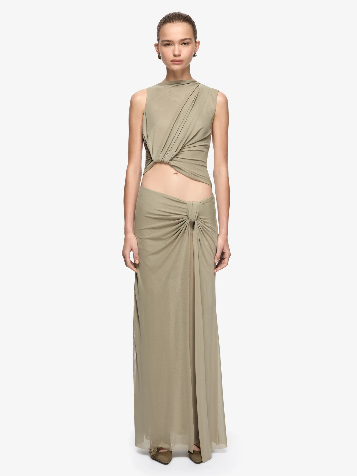 ORIA DRAPE SKIRT - LIGHT TAUPE