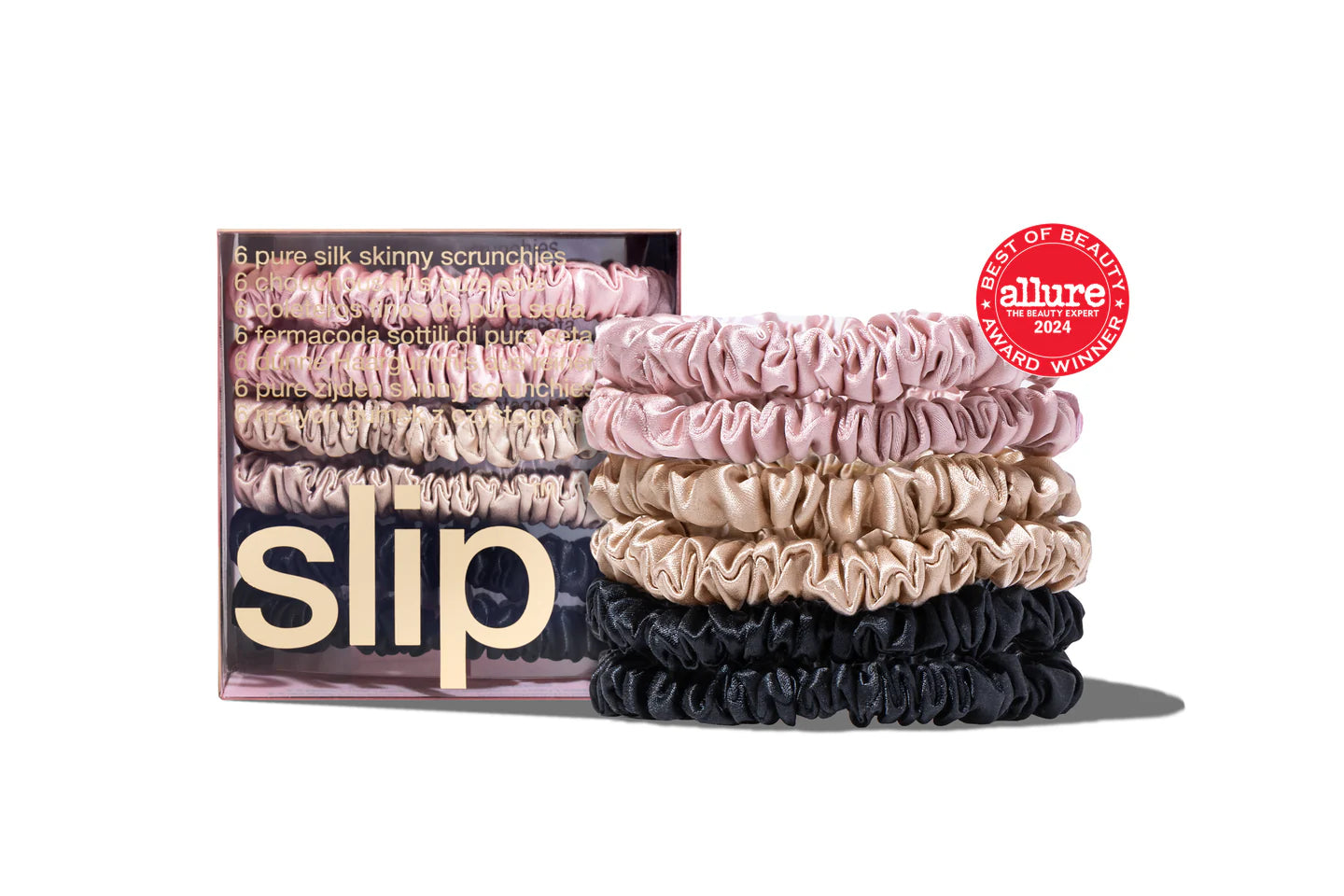 SLIP PURE SILK SKINNY SCRUNCHIES - SET OF 6 - MULTI