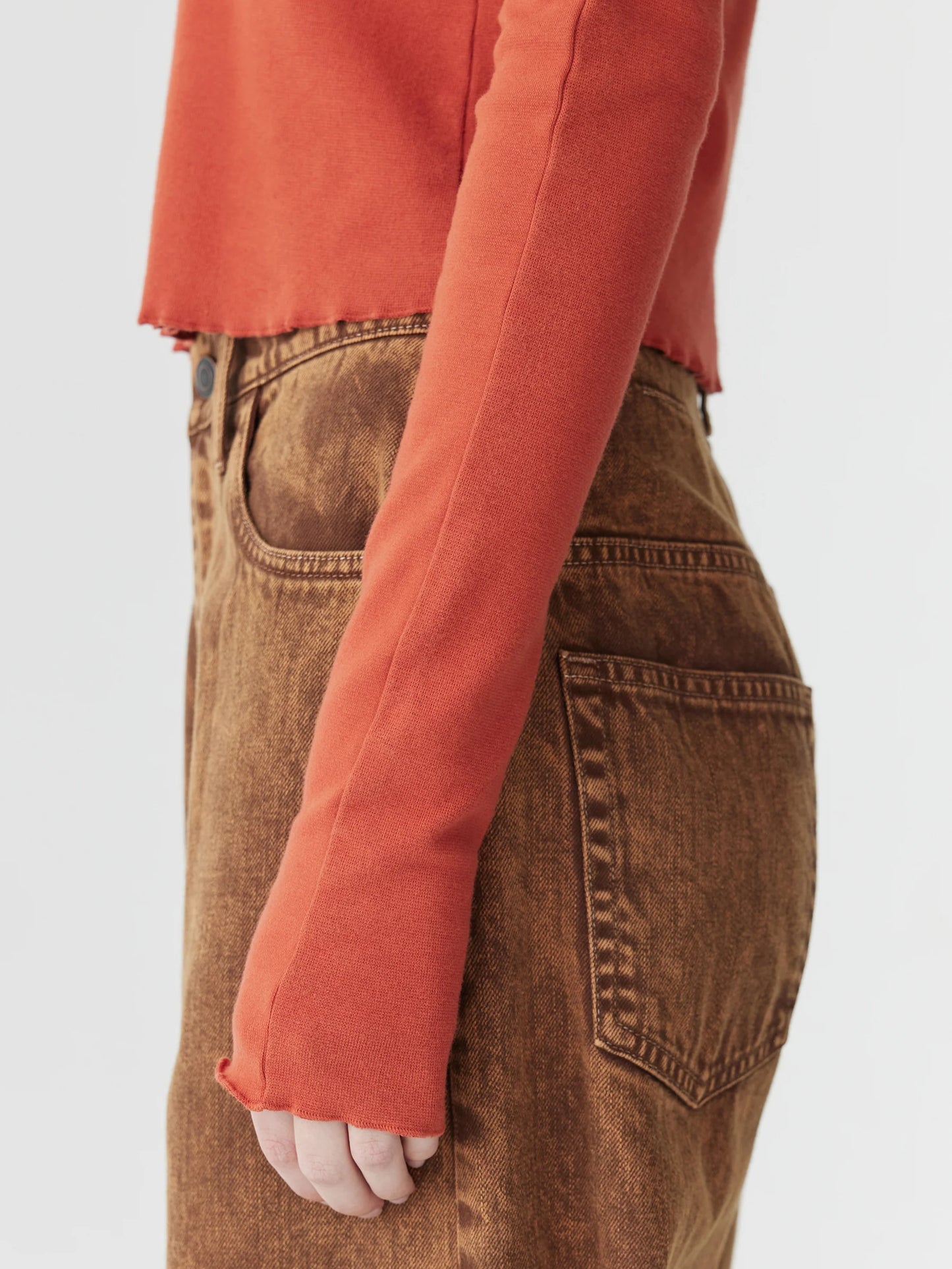 SLIM RIB RAGLAN L/S T SHIRT - RED CEDAR