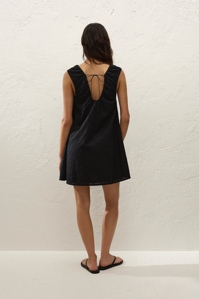 JUANA MINI DRESS - VALENTINA BRODERIE BLACK