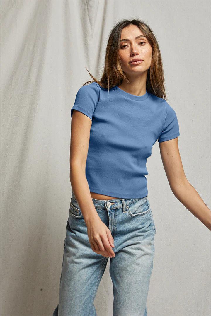 KATZ RIBBED TEE - CAROLINA BLUE