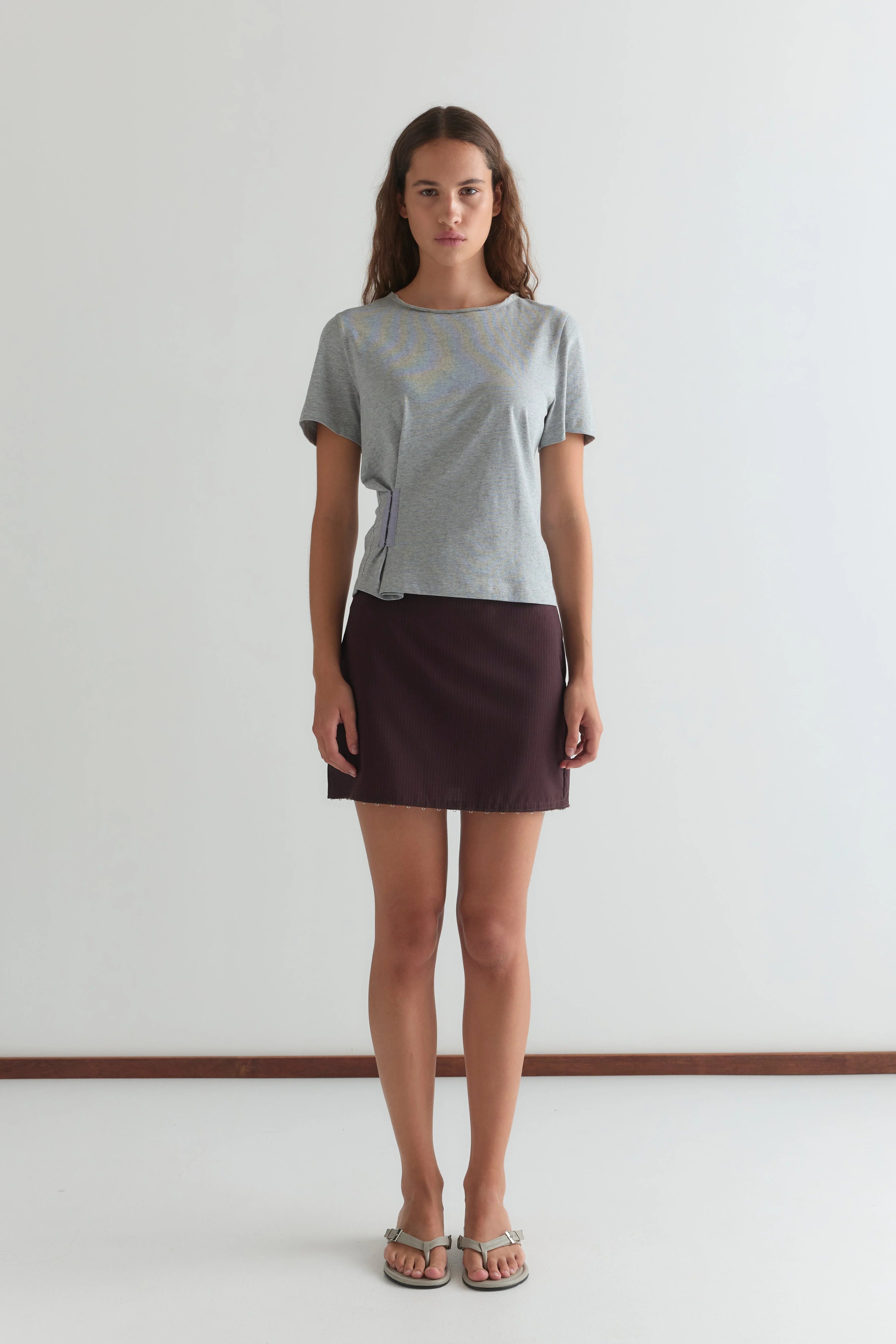EYE SKIRT - BURGUNDY BROWN STRIPE