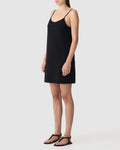 SLIP BOXY MINI TANK DRESS - BLACK