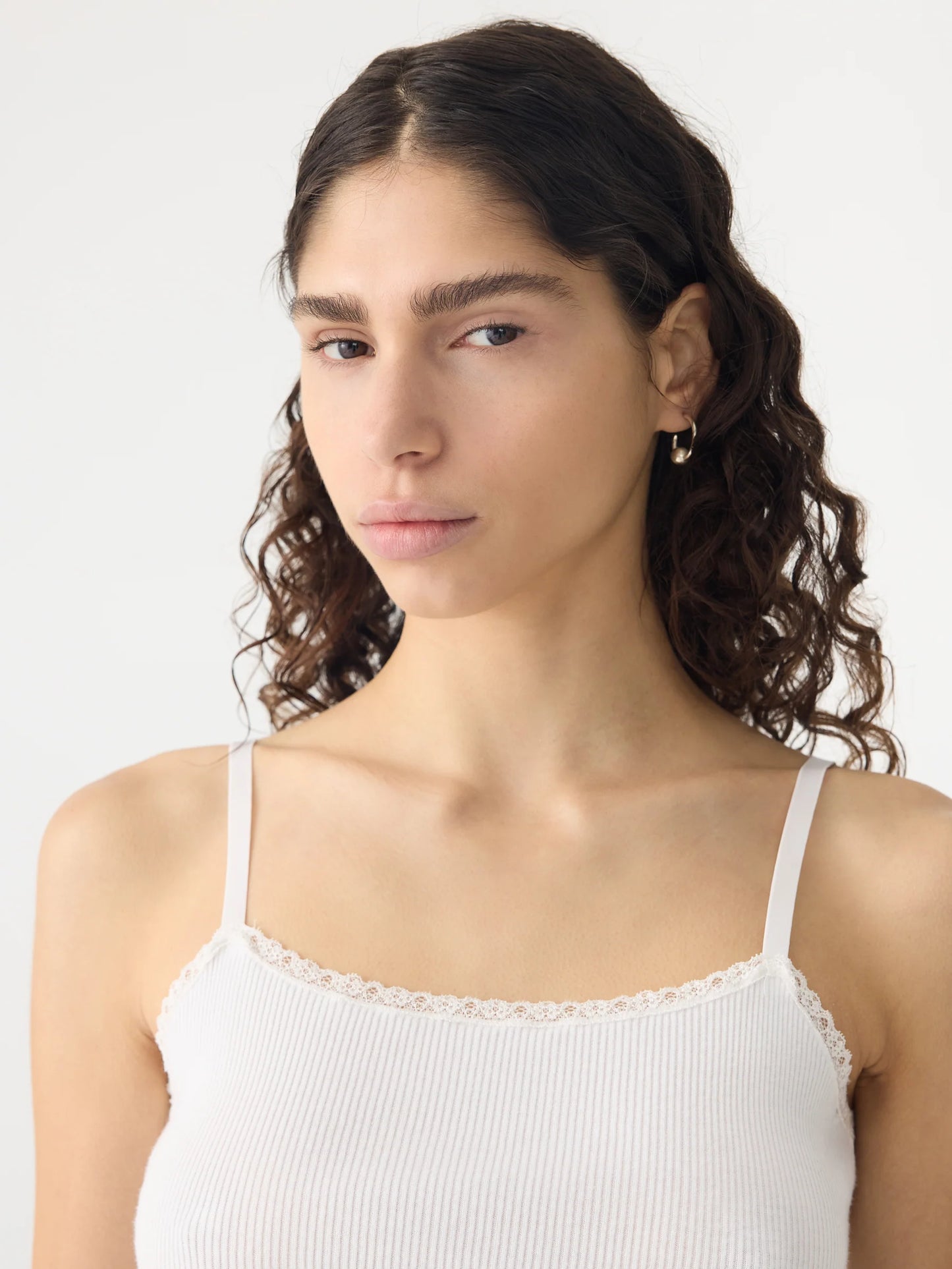 LACE STRAP SOFT RIB TANK - WHITE