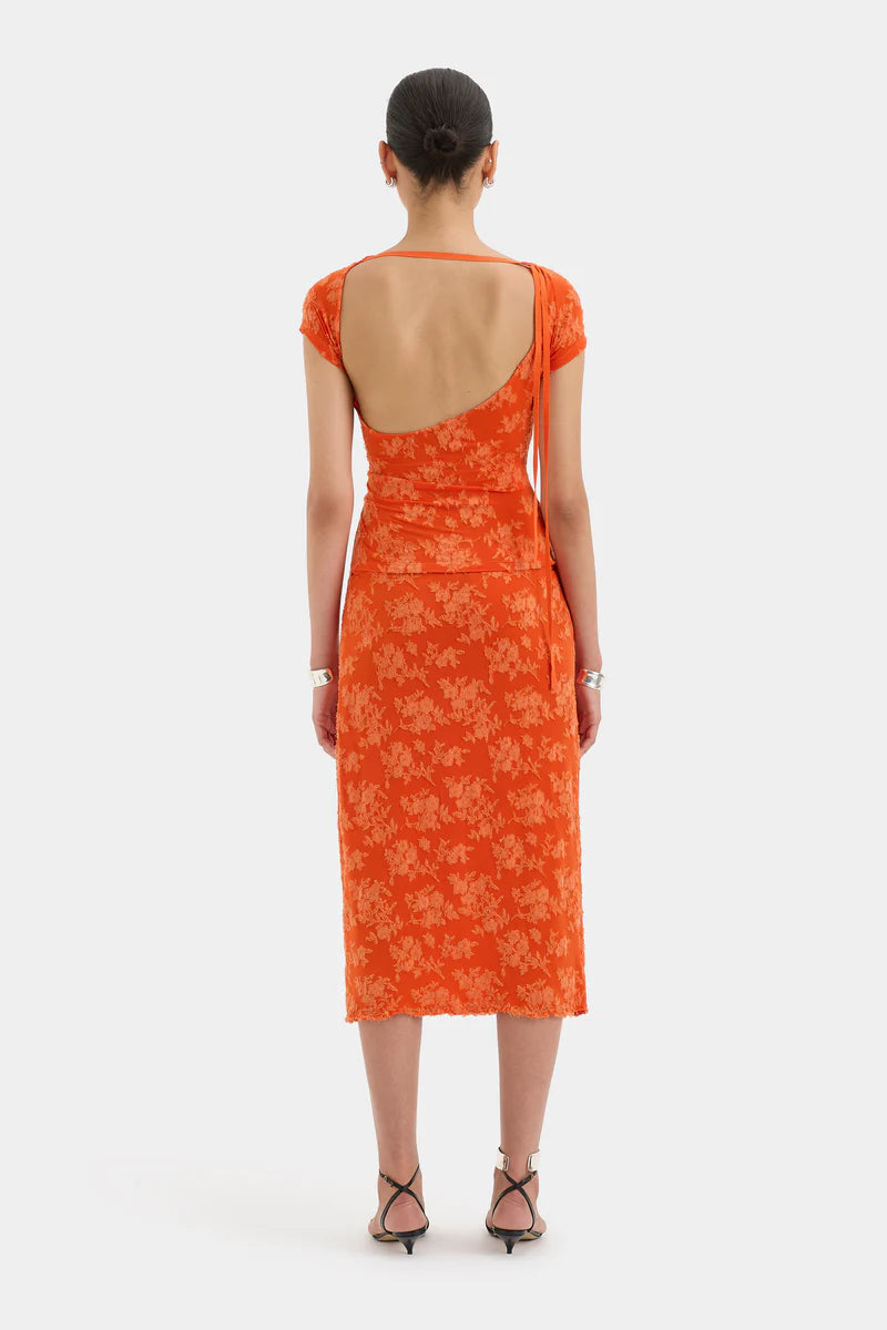 (PRE-ORDER) BLANCA WRAP SKIRT - PALMERA TANGERINE