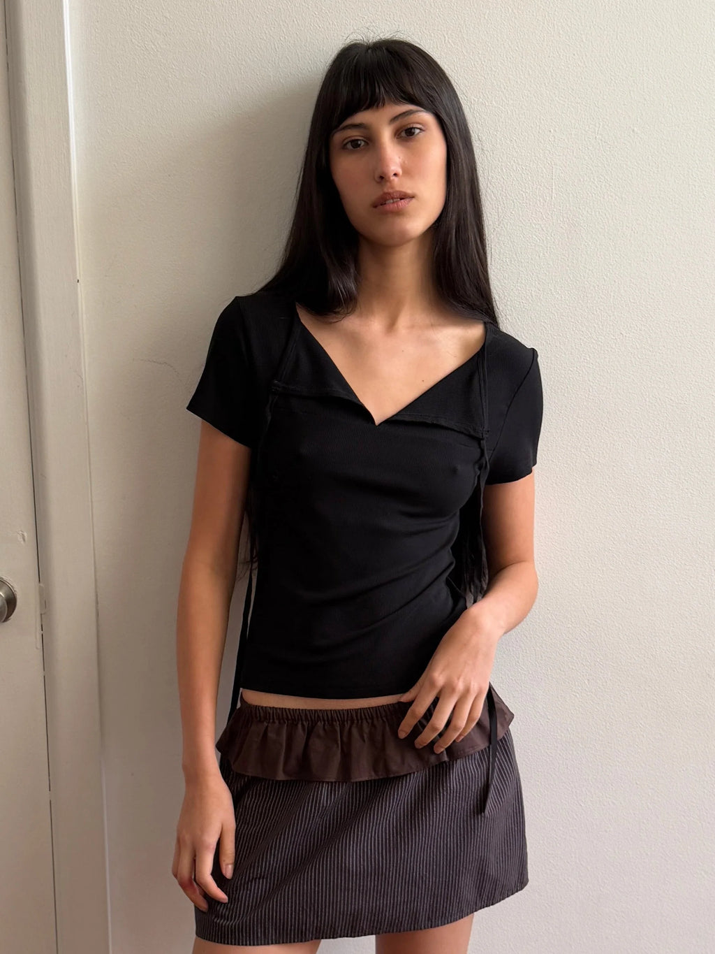 TIE BACK TEE - BLACK