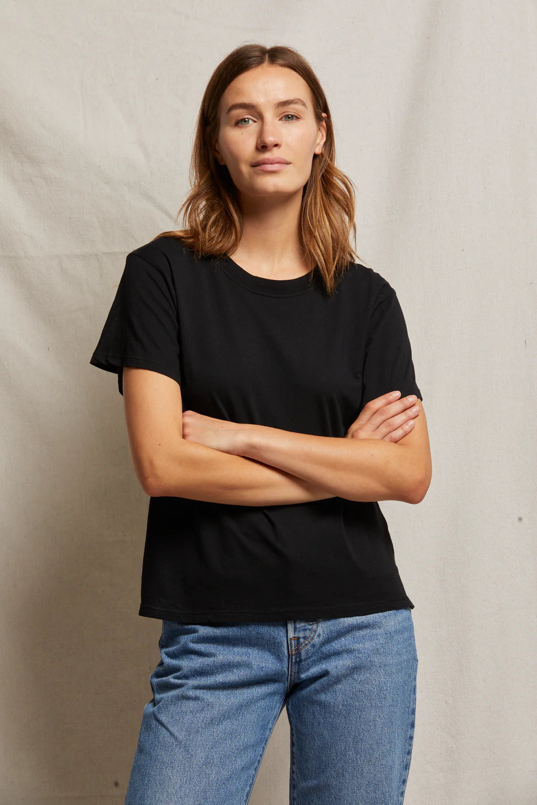 RUBY COTTON BOXY TEE - TRUE BLACK