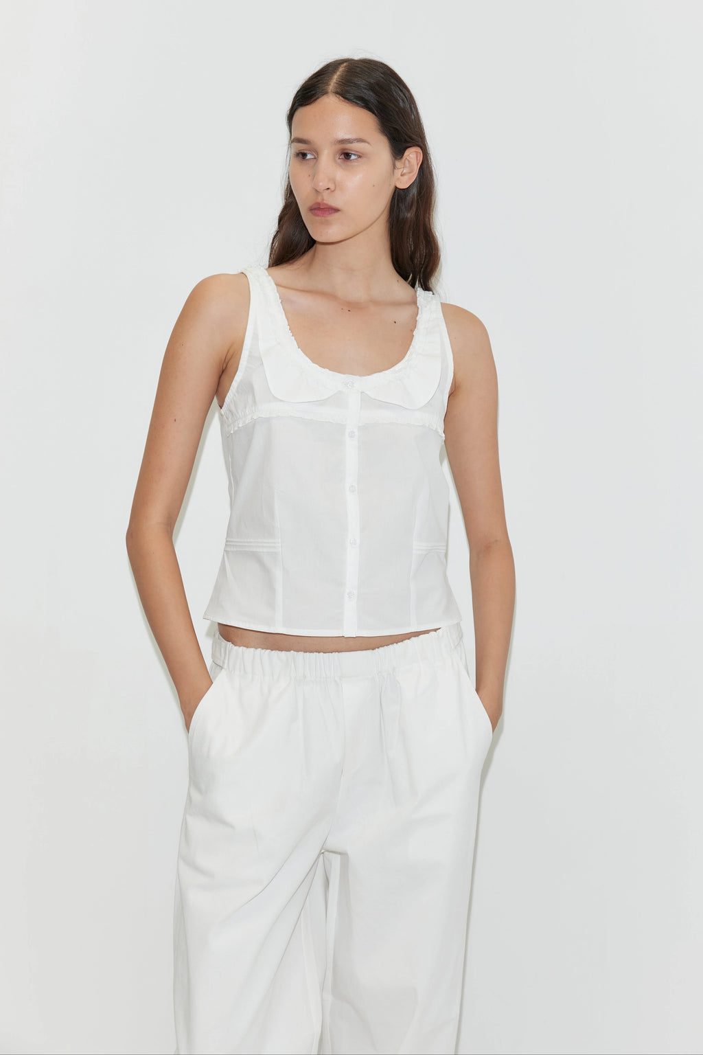 SNAP TAB PANT - WHITE