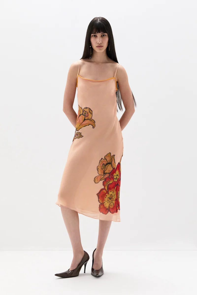 (PRE-ORDER) ESTELLA SLIP MIDI DRESS - ALIERA FLORAL MINT