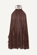 JELLYFISH RUFFLE MINI DRESS - CHOCOLATE