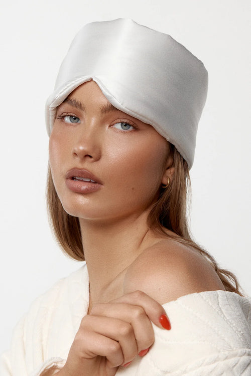 BCB X ROBEY MULBERRY SILK SLEEP EYE MASK - WHITE