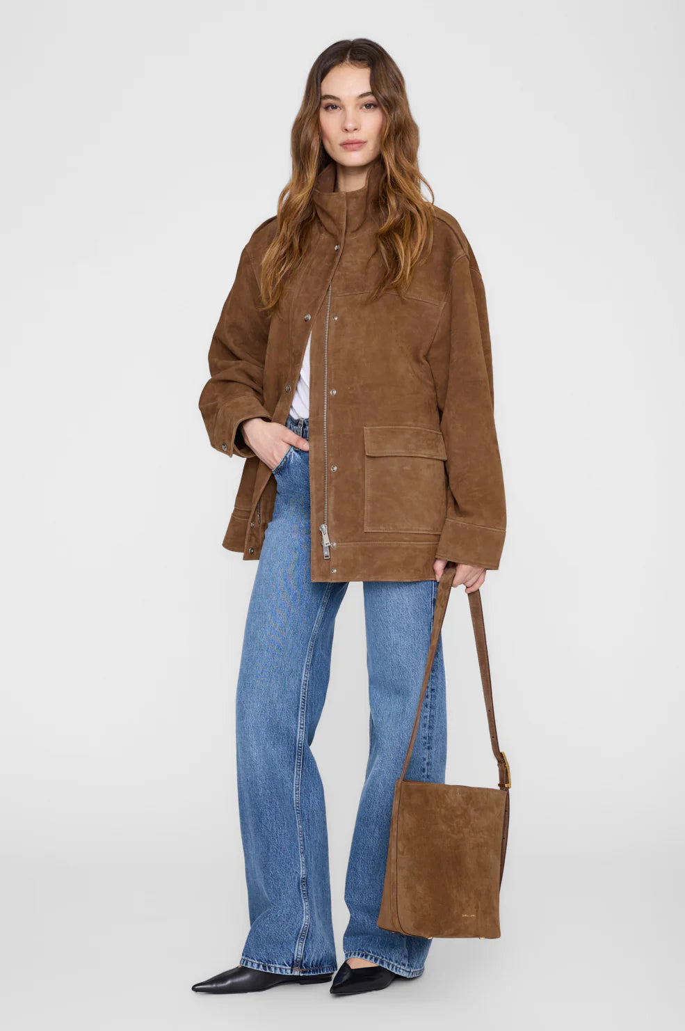 ELLY MEDIUM BUCKET BAG - SUEDE TOBACCO