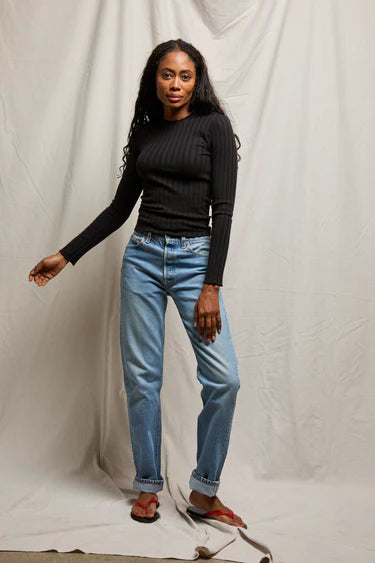 ROWE RIB CREWNECK LONG SLEEVE - BLACK