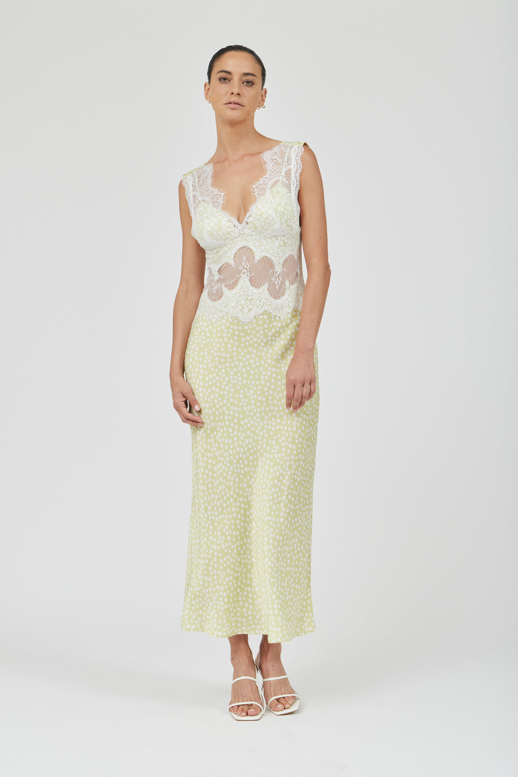 VISIONS LACE DEEP V MAXI DRESS - DAISY
