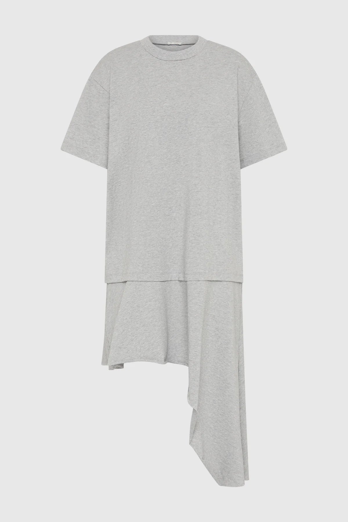 LAYERED TEE MINI DRESS - LIGHT GREY MARLE