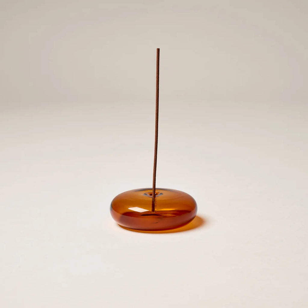 GLASS VESSEL INCENSE HOLDER - AMBER