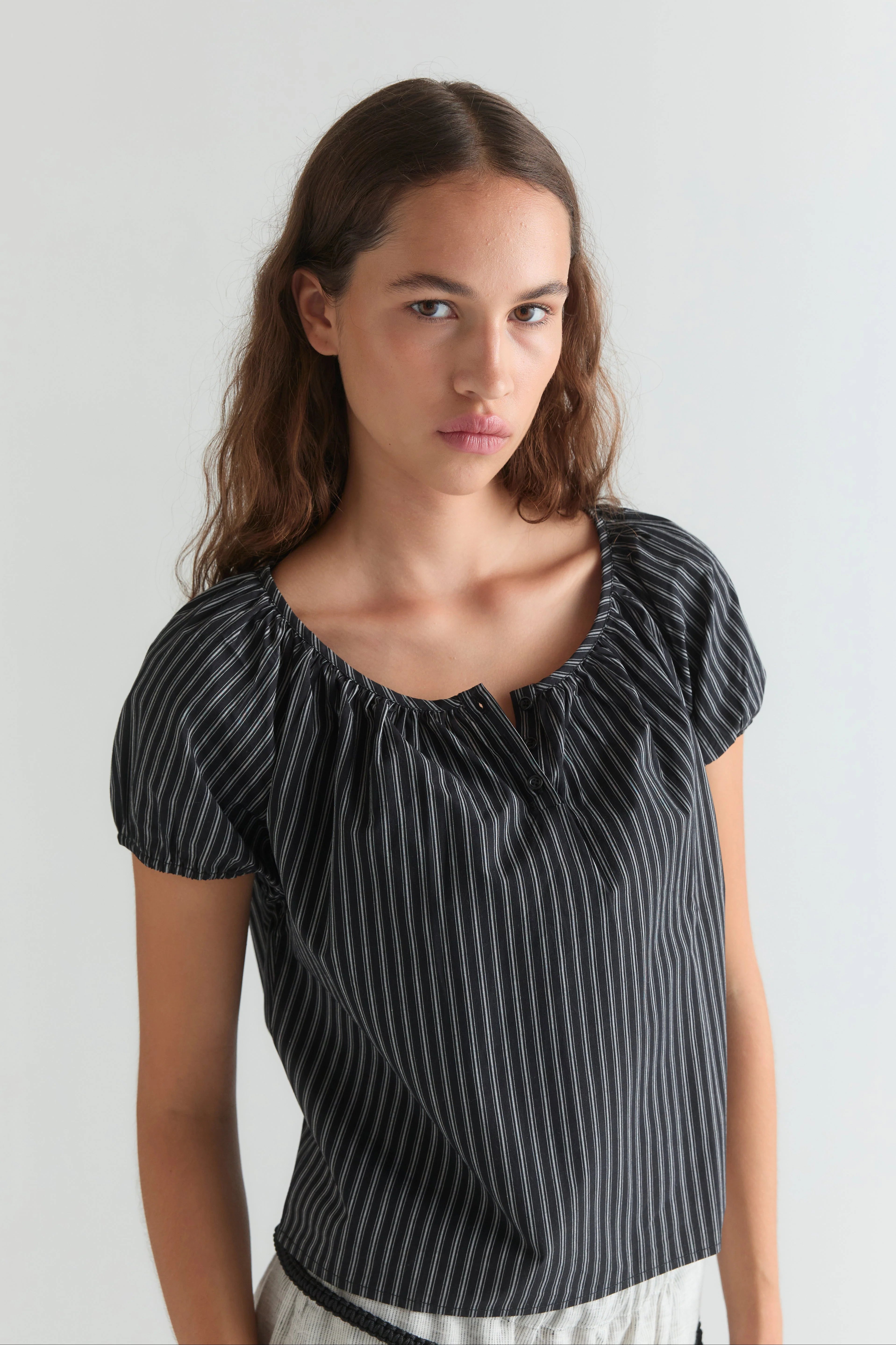 POPLIN T SHIRT - MONO STRIPE