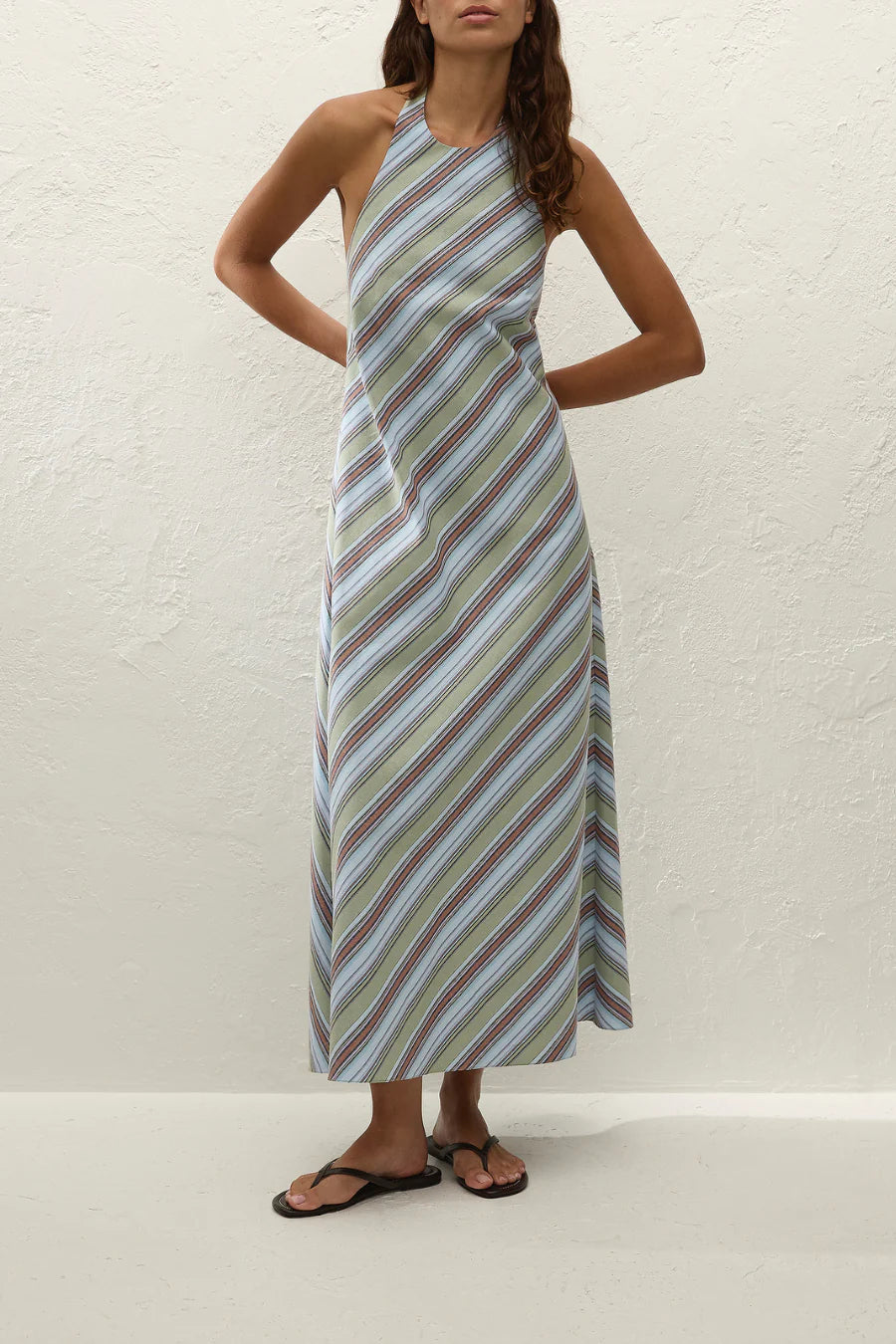 (PRE-ORDER) JONE MIDI DRESS - AGUA STRIPE BLUE