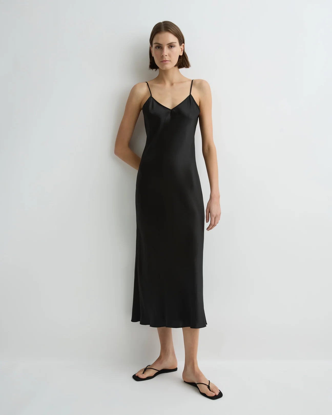 COMO LONG BIAS SLIP DRESS - BLACK