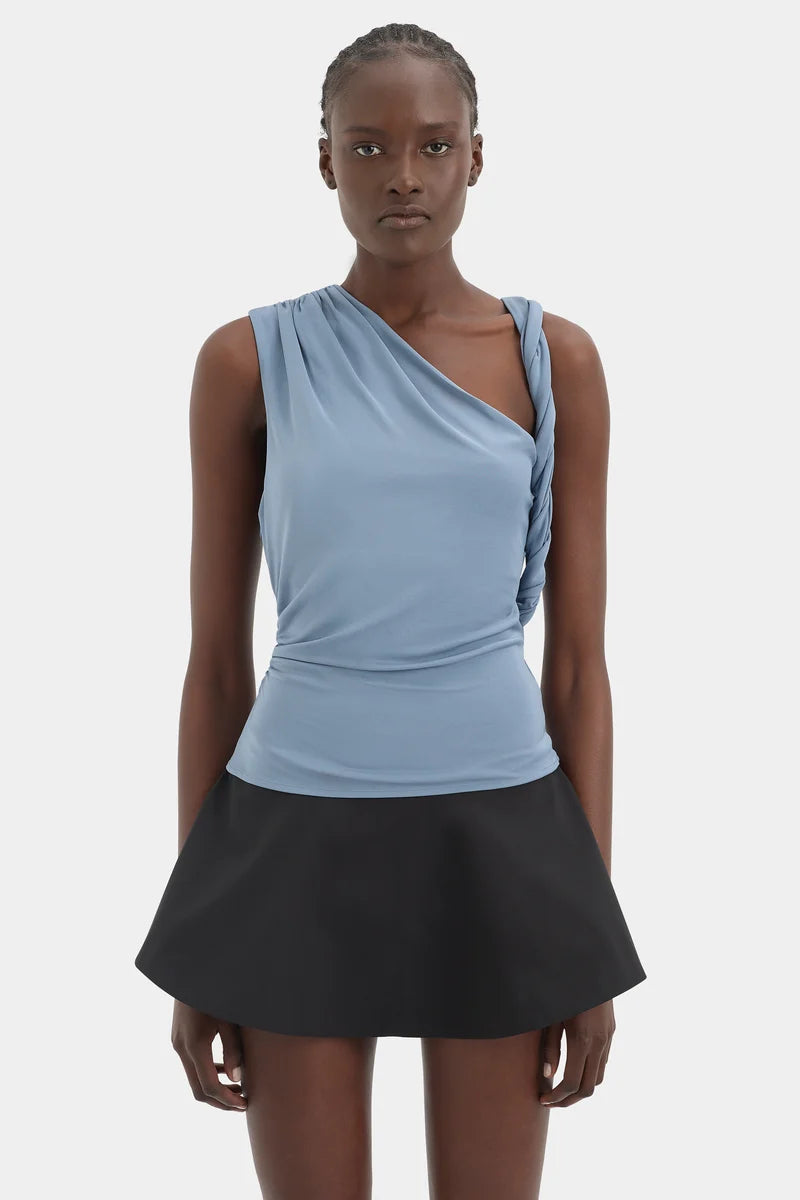 OLENNA TWIST TOP - DUSTY BLUE