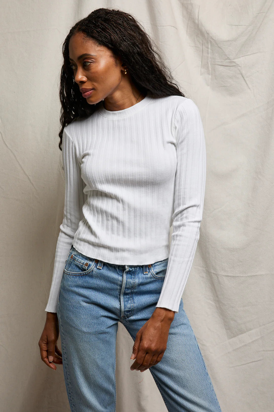 ROWE RIB CREWNECK LONG SLEEVE - WHITE