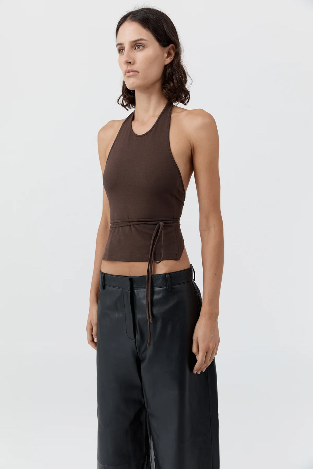SOFT JERSEY HALTER TOP - LIQUEUR