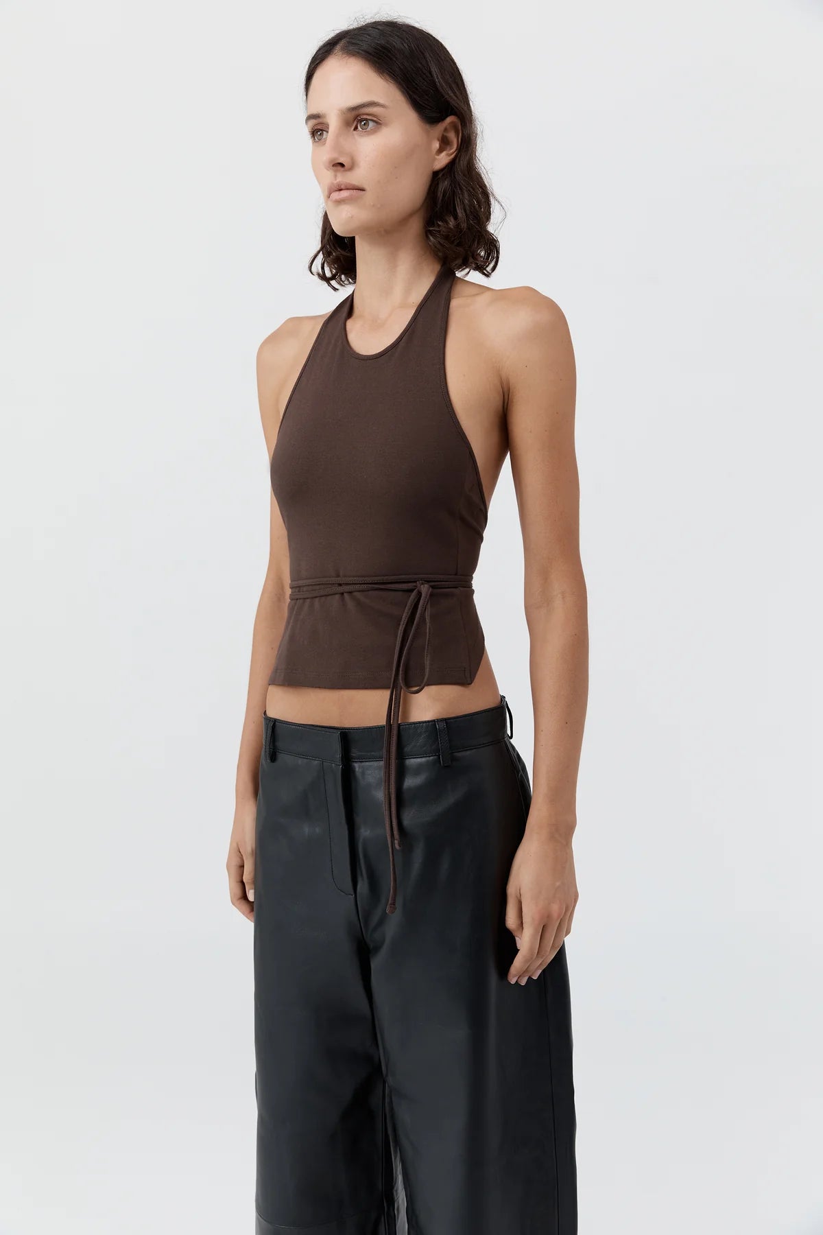 SOFT JERSEY HALTER TOP - LIQUEUR