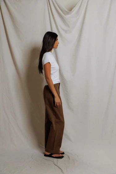 SURI RIB CREWNECK CAP SLEEVE TEE - WHITE