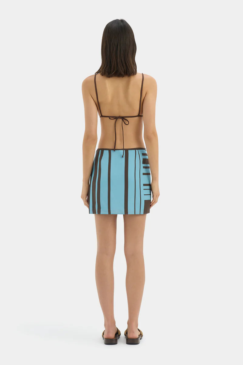 RIOJA WRAP MINI SKIRT - PACHA MINERAL STRIPE