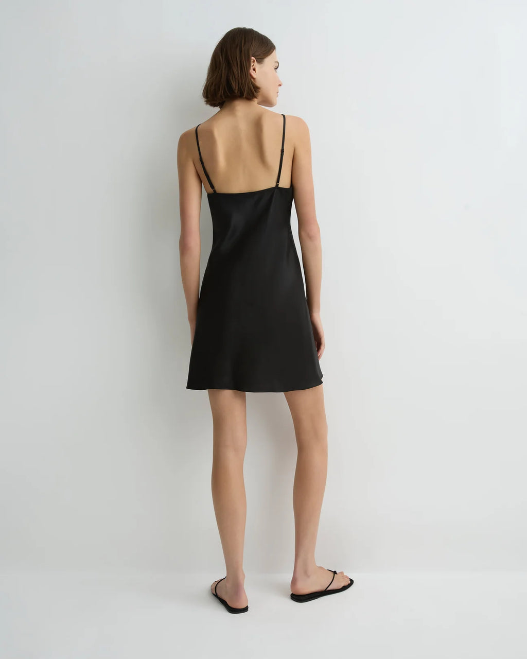 COMO SHORT BIAS SLIP DRESS - BLACK
