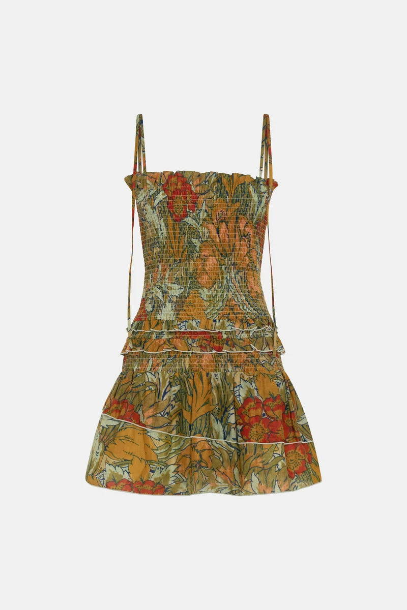 (PRE-ORDER) ELIANA RUFFLED MINI DRESS - ALIERA FLORAL MINT