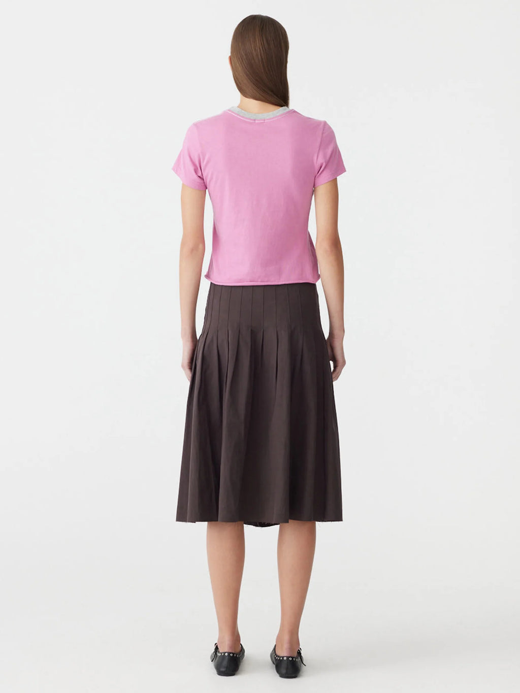 CONTRAST RAW EDGE BABY TEE - BOYSENBERRY/GREYMARLE