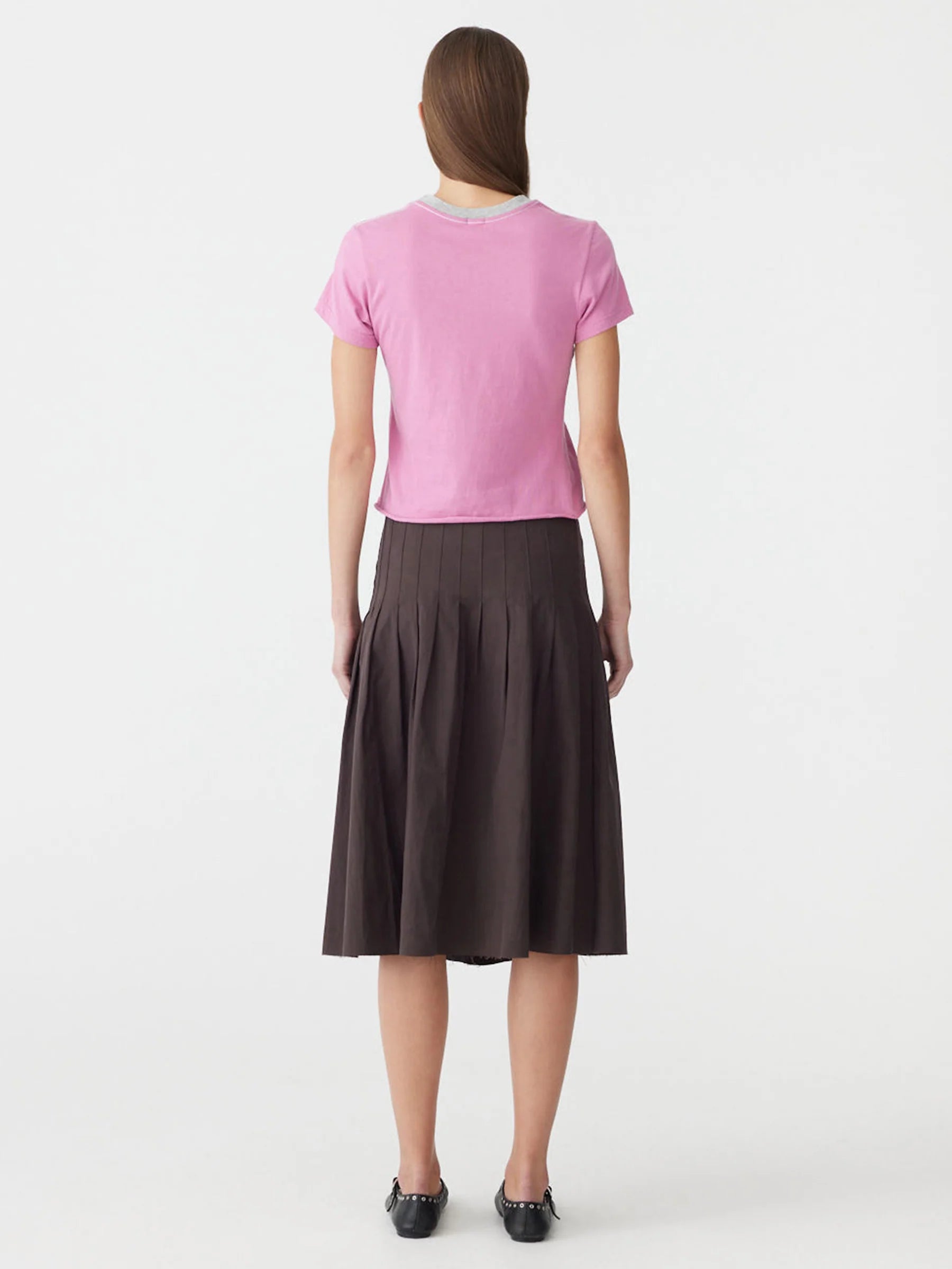 CONTRAST RAW EDGE BABY TEE - BOYSENBERRY/GREYMARLE