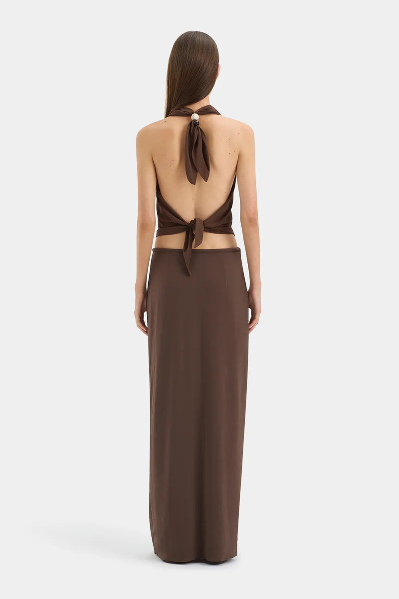 MATHEO MIDI SKIRT - TRUFFLE